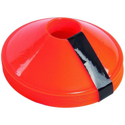 10 PACK 200mm Round Saucer Cone Marker Set ORANGE Flexible Pitch Court Training