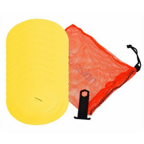 10 PACK 21cm Round Rubber Marker Set - YELLOW Flat Disc Outdoor Football Pitch