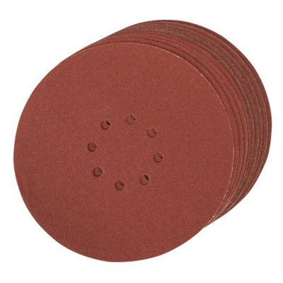 10 PACK 225mm 80 Grit Sanding Sheet Discs Hole Punch Aluminium Oxide