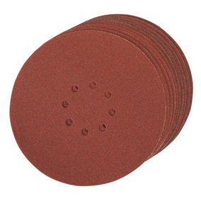 10 PACK 225mm 80 Grit Sanding Sheet Discs Hole Punch Aluminium Oxide Hook Loop