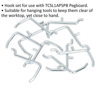 10 PACK 30mm Storage Hooks - Suitable for ys02723 Steel Pegboard Storage Panel