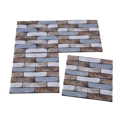 10-Pack 3D Self-Adhesive Wall Tile Stickers