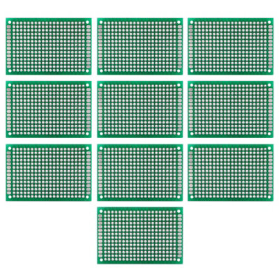 10-Pack 4x6cm Double-Sided Universal PCB Circuit Boards for DIY Prototyping and Soldering