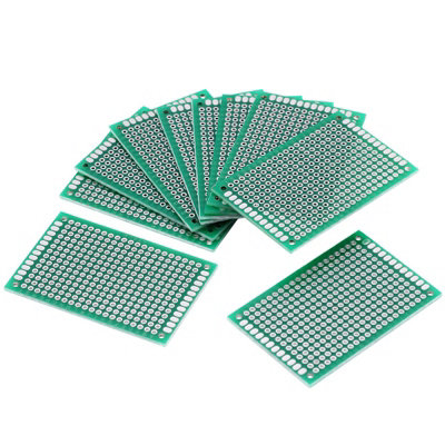 10-Pack 4x6cm Double-Sided Universal PCB Circuit Boards for DIY Prototyping and Soldering