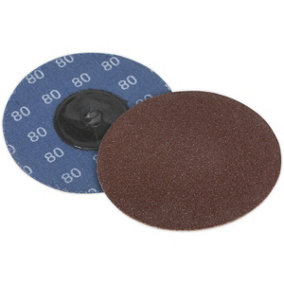 10 PACK - 75mm Quick Change Mini Sanding Discs - 80 Grit Aluminium Oxide Sheet