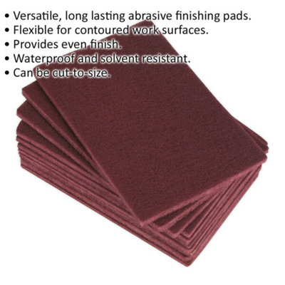 10 PACK Abrasive Finishing Pad - 150 x 230mm - Medium Grade - Long Lasting