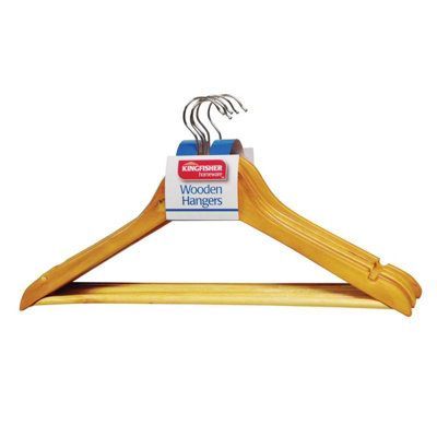 10 Pack Adult Wooden Coat Hangers with Notch & Bar