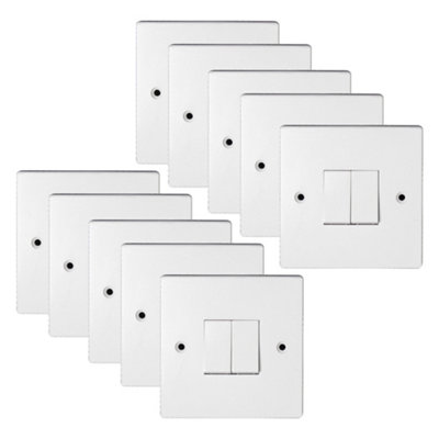 10 Pack Arlec 10A 2 Gang 2 Way White Wall Light Switch 10 Amp Screwed Square Edge