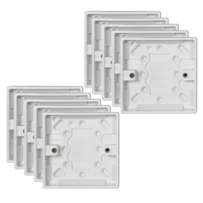 10 Pack Arlec 16mm Deep White Plastic Single 1 Gang Surface Mounted Pattress Box Wall Outlet Back Box Shallow Low Profile