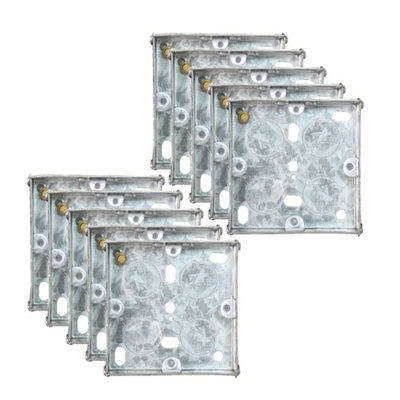 10 Pack Arlec 25mm Deep Single Metal Back Box for 1 Gang Electrical Installations Galvanised Steel