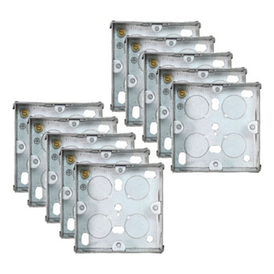 10 Pack Arlec 35mm Deep Single Metal Back Box for 1 Gang Electrical Installations Galvanised Steel