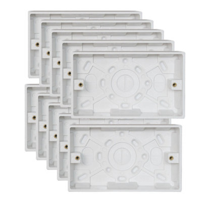 10 Pack Arlec 35mm Deep White Plastic Double 2 Gang Surface Mounted Pattress Box Wall Outlet Back Box