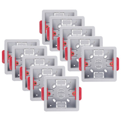 10 Pack Arlec 35mm Deep White Plastic Single 1 Gang Dry Lining Box Adjustable Lugs Plasterboard