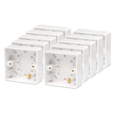 10 Pack Arlec 35mm Deep White Plastic Single 1 Gang Surface Mounted Pattress Box Wall Outlet Back Box