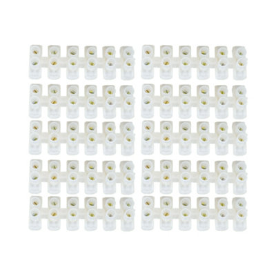 10 Pack Arlec 6 Way Terminal Connector Strip 3A 3 Amp for safe and secure wire connections