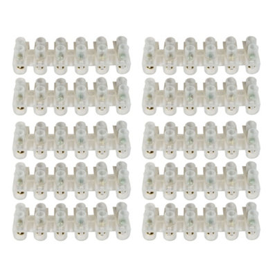 10 Pack Arlec 6 Way Terminal Connector Strip 5A 5 Amp for safe and secure wire connections