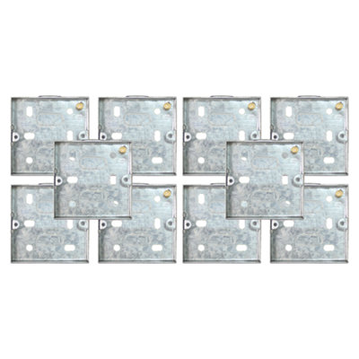 10 PACK Arlec Metal Back Box for 1 Gang Electrical Installations - 16mm Depth