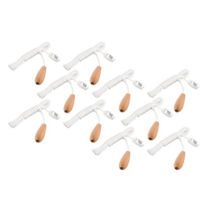 10 Pack Arlec Pine Wood Handle with White Pull Cord for Lights and Blinds Bathroom Toilet