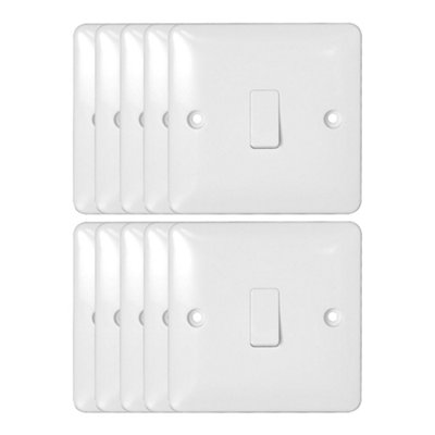 10 Pack Arlec Slim Line 10A 1 Gang 2 Way Intermediate White Wall Light Switch 10 Amp Screwed Slimline Profile