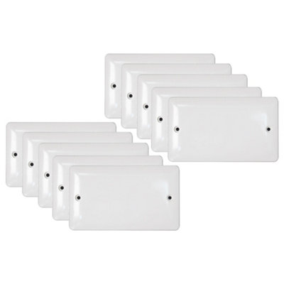 10 Pack Arlec Slim Line Profile White Screwed Double 2 Gang Blank Plate Blanking Plate Curved Edge Dual Outlet