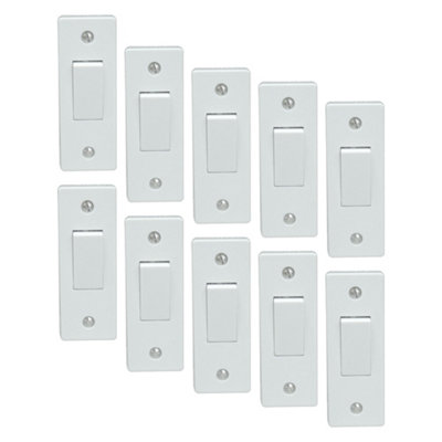 10 Pack Arlec White 10A 1 Gang 2 Way Architrave Light Switch Screwed Square Edge Profile 10 Amp