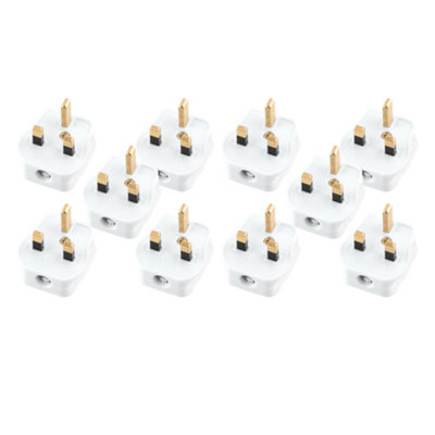 10 Pack Arlec White 13Amp Fused Plug Mains Adapter UK 3-Pin Plug Fast Fit Cord 13A