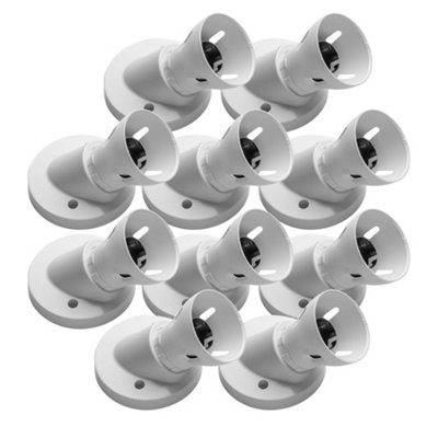 10 Pack Arlec White 45 Degree Angled Batten Pendant Lamp Holder Lampholder B22 for Bayonet Cap Light Bulb