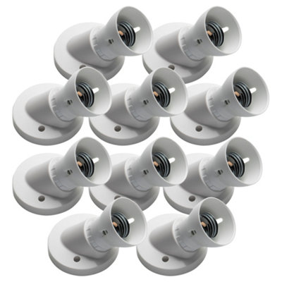 10 Pack Arlec White 45 Degree Angled Batten Pendant Lamp holder Lampholder E27 for Edison Screw Cap Light Bulb