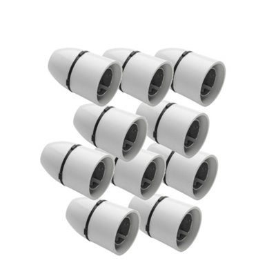 10 Pack Arlec White Cord Grip Pendant Lamp Holder Lampholder Long Skirt B22 for Bayonet Cap Light Bulb