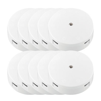 10 Pack Arlec White Junction Box 20A 90mm Diameter 6 Way Terminal Box 20 Amp Round