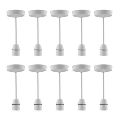 10 Pack Arlec White Pendant Light Set 6 Inch (15cm) cord T2 Rated B22 for Bayonet Screw Cap Light Bulb