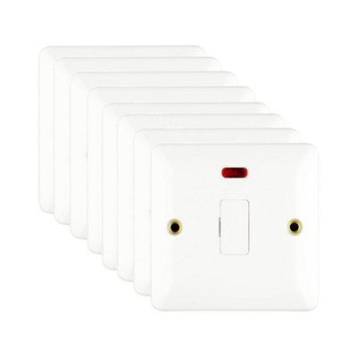 10 Pack Arlec White Slim line 13A Single 1 Gang Unswitched Fused Spur Connection Unit Outlet With Neon Light Slimline Profile