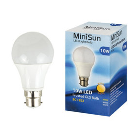 10 Pack B22 White Thermal Plastic GLS LED 10W Warm White 3000K 800lm Light Bulb