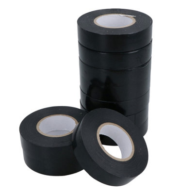 10 Pack BLACK electrical insulation tape 19mm wide x 20 metres long