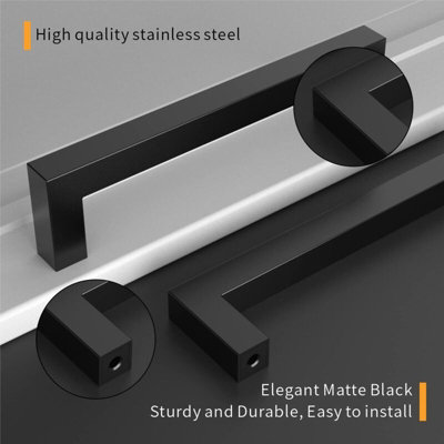 10 Pack Black Kitchen Cabinet Handles, 96mm Center Distance, Stainless ...