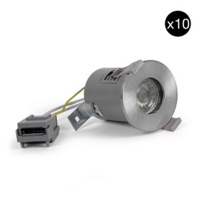 10 PACK - Brushed Chrome GU10  Fire Rated Downlight - IP65 - SE Home