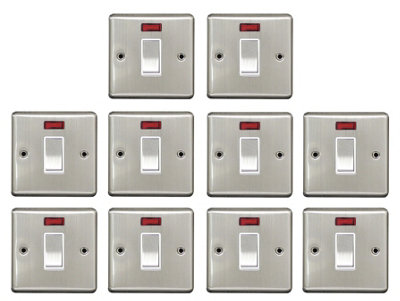 10 Pack Brushed Stainless Steel 20A 1 Gang Neon Power Indicator ...