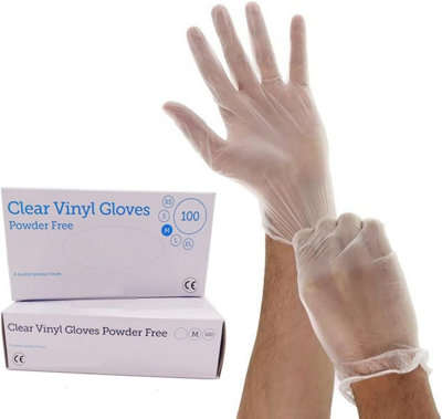 10 PACK Clear Vinyl Disposable Gloves Latex Powder Free Use For Food ...