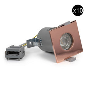 10 PACK - Copper GU10 Square Fire Rated Downlight - IP65 - SE Home