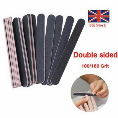 10 Pack Emery Nail File Boards Double-Sided 100 180 Grit Manicure Tool