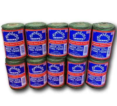 10 Pack - Everlasto Green Jute Tying Twine Large Spools 150g