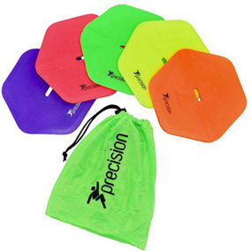 10 Pack Flat Hex Sports Pitch Markers - FLUORESCENT ORANGE Slim Pitch Training