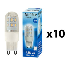 10 Pack G9 Clear Thermal Plastic Capsule LED 3W Cool White 6500K 300lm Light Bulb