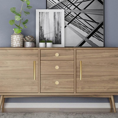 Cionyce 12 Pack Brushed Brass Aluminum Dresser Drawer Pulls - 7.87" Finger Edge Handles