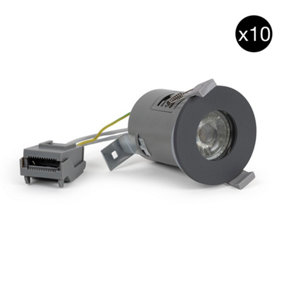 10 PACK - Graphite Grey GU10  Fire Rated Downlight - IP65 - SE Home