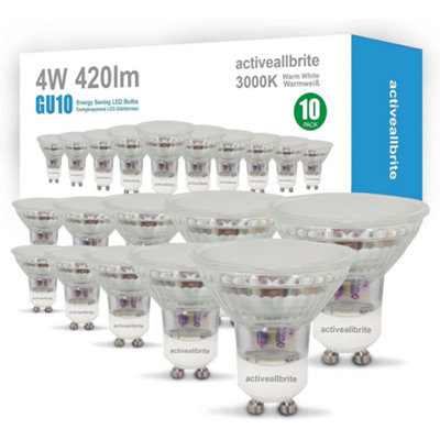 10 Pack GU10 LED Light Bulbs 4W Warm White 3000K 420lm Non Dimmable ...