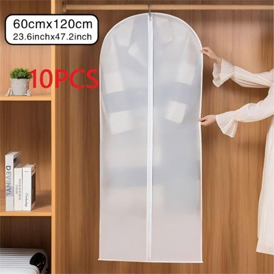 10 Pack Hanging Garment Bags 60x120cm - Dust & Moth Proof Suit Dress ...