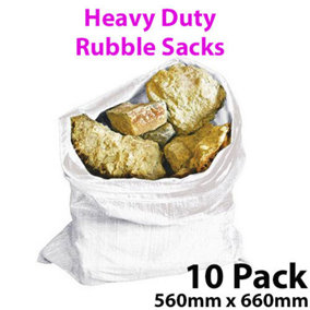 10 Pack Heavy Duty Builders Rubble Sacks 560mm x 660mm 70GSM Brick Sand Gravel