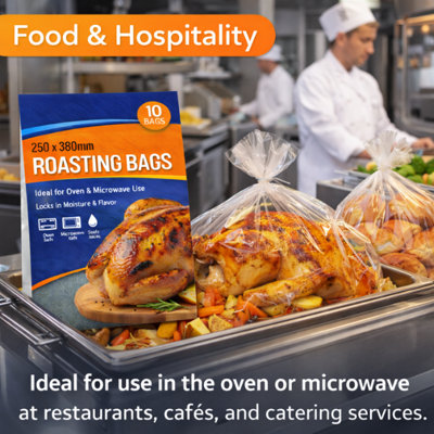 10 pack large roasting bags size 250mm x 380mm oven and microwave safe ...