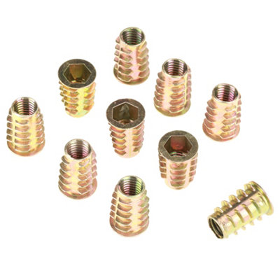10-Pack M10x25mm Zinc Alloy Hex Drive Furniture Nuts for Wood Inserts
